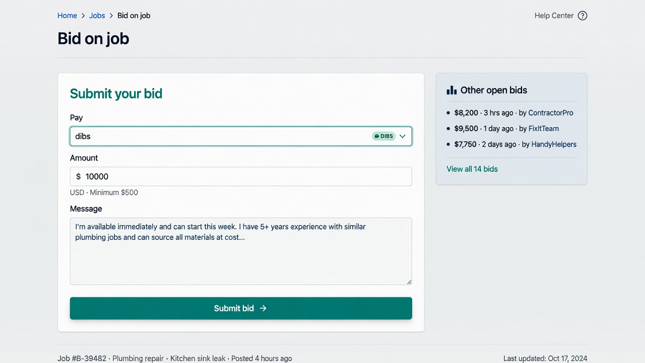 Bid form